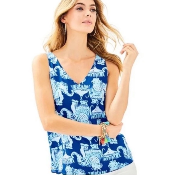 Lilly Pulitzer Florin Reversible Tank Joy Ride Deep Indigo Size XXS NEW - Picture 1 of 13